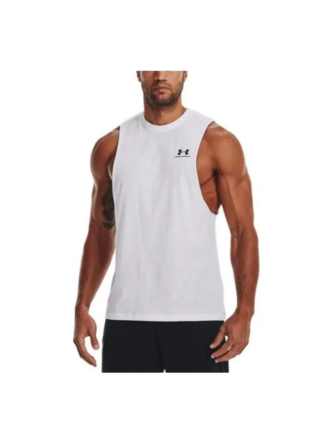 Спортивный топ Under Armour Sportstyle Left Chest Cut-Off Tank Top 'White' 1329286-101 — изображение 1 из 1, белый