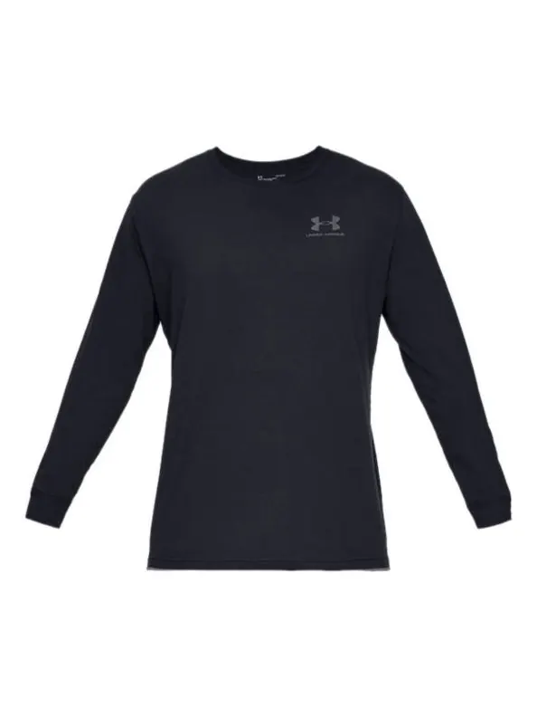 Футболка sportstyle left chest long sleeve t-shirt 'black' Under Armour — изображение 1 из 4, черный
