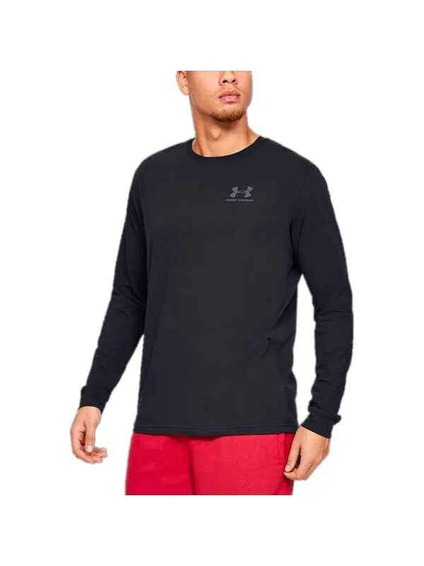 Футболка sportstyle left chest long sleeve t-shirt 'black' Under Armour — изображение 3 из 4, черный
