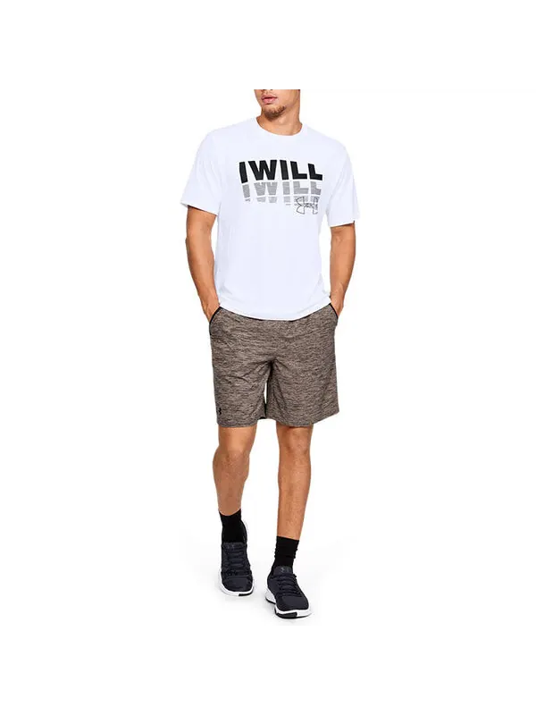 Футболка men's alphabet printing training sports short sleeve white Under Armour — изображение 3 из 4, белый