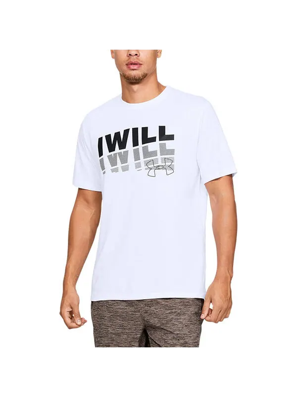 Футболка men's alphabet printing training sports short sleeve white Under Armour — изображение 4 из 4, белый