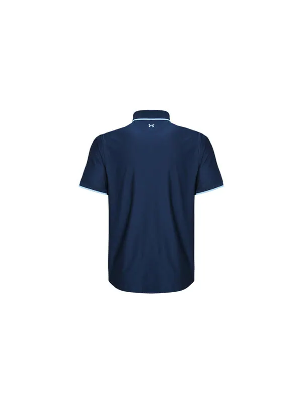 Рубашка поло playoff pique polo shirt 'college navy' Under Armour — изображение 2 из 2, темно-синий