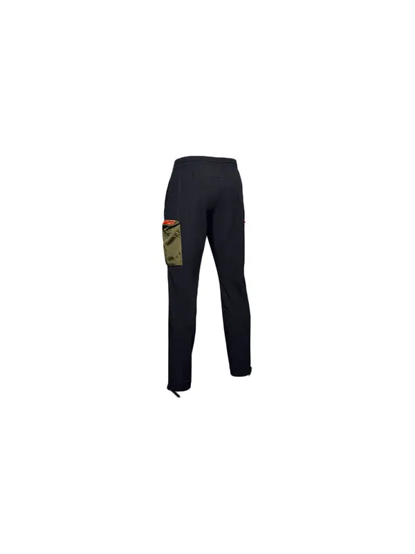 Брюки unstoppable camo cargo sweatpants 'black' Under Armour — изображение 2 из 4, черный/оранжевый