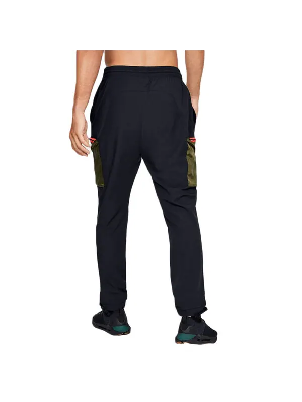 Брюки unstoppable camo cargo sweatpants 'black' Under Armour — изображение 4 из 4, черный/оранжевый