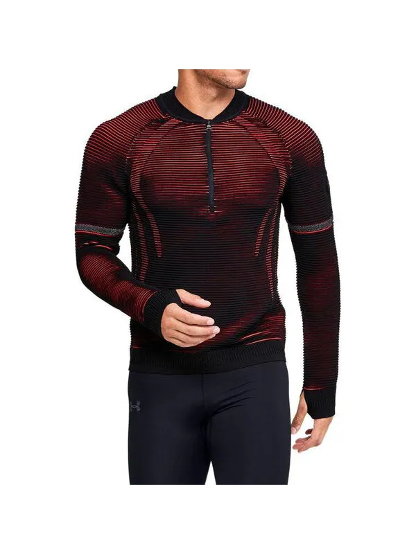 Футболка Men's Under Armour IntelliKnit 2.0 Stripe Running Long Sleeves Black — изображение 3 из 4, черный