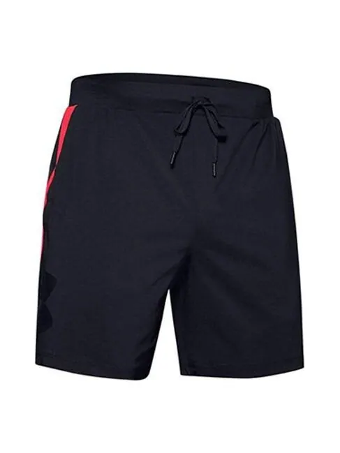 Шорты qualifier speedpocket branded 7'' shorts 'black' Under Armour — изображение 1 из 4, черный/красный
