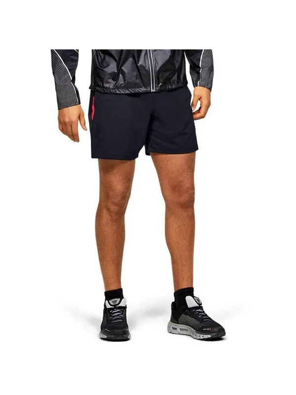 Шорты qualifier speedpocket branded 7'' shorts 'black' Under Armour — изображение 3 из 4, черный/красный