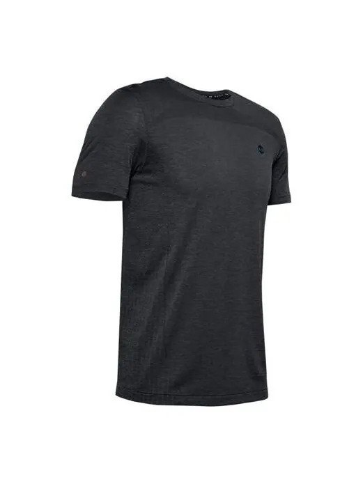 Футболка men's rush seamless fitted casual sports round neck breathable short sleeve black Under Armour — изображение 1 из 4
