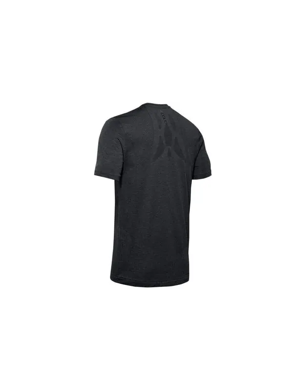 Футболка men's rush seamless fitted casual sports round neck breathable short sleeve black Under Armour — изображение 2 из 4