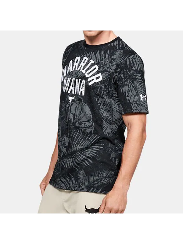 Футболка men's project rock aloha camo alphabet pattern printing sports short sleeve black Under Armour — изображение 3 из 4