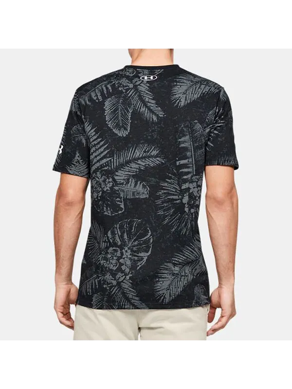 Футболка men's project rock aloha camo alphabet pattern printing sports short sleeve black Under Armour — изображение 4 из 4