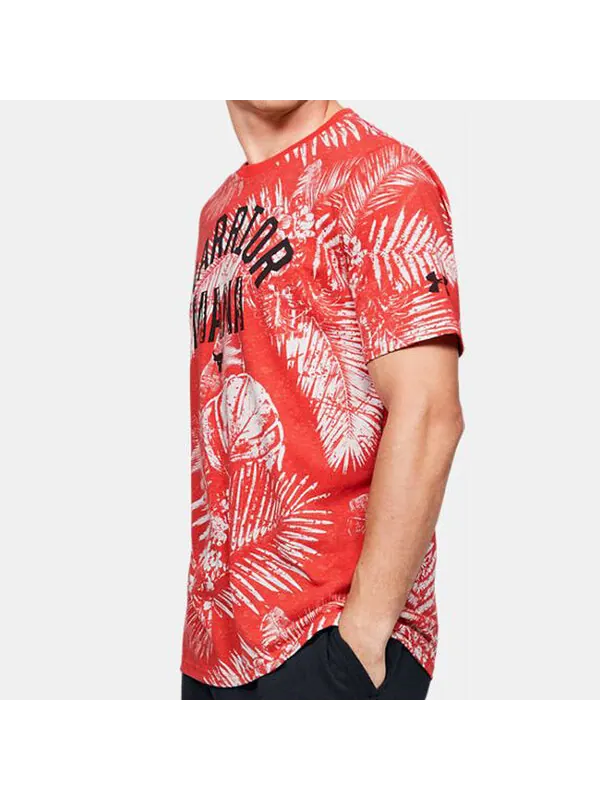 Футболка men's project rock aloha camo short sleeve red Under Armour — изображение 3 из 4, красный