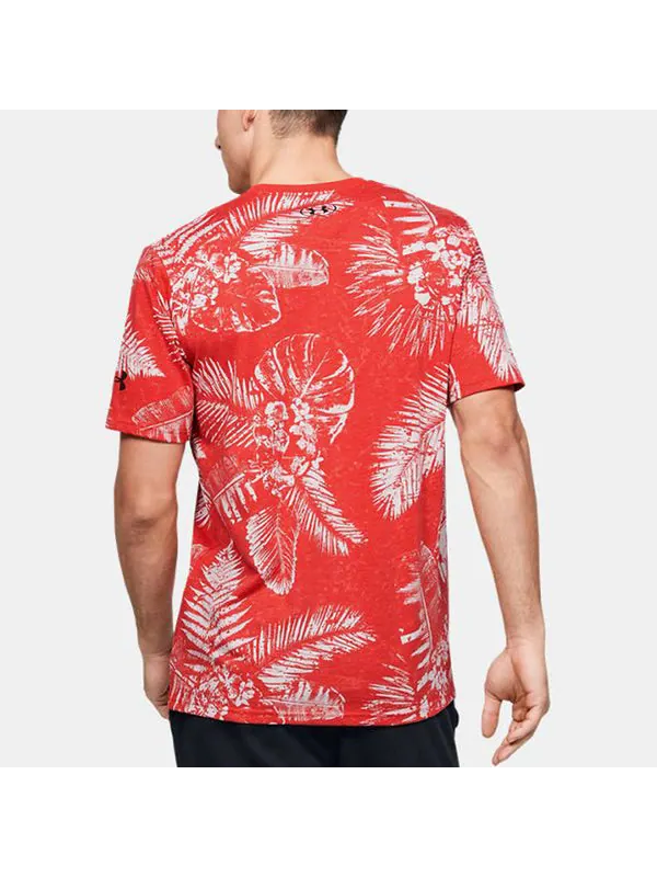 Футболка men's project rock aloha camo short sleeve red Under Armour — изображение 4 из 4, красный