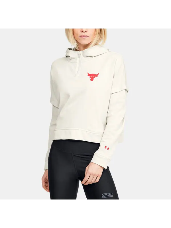 Толстовка x project rock terry hoodie 'white pink' Under Armour — изображение 4 из 4, белый/розовый