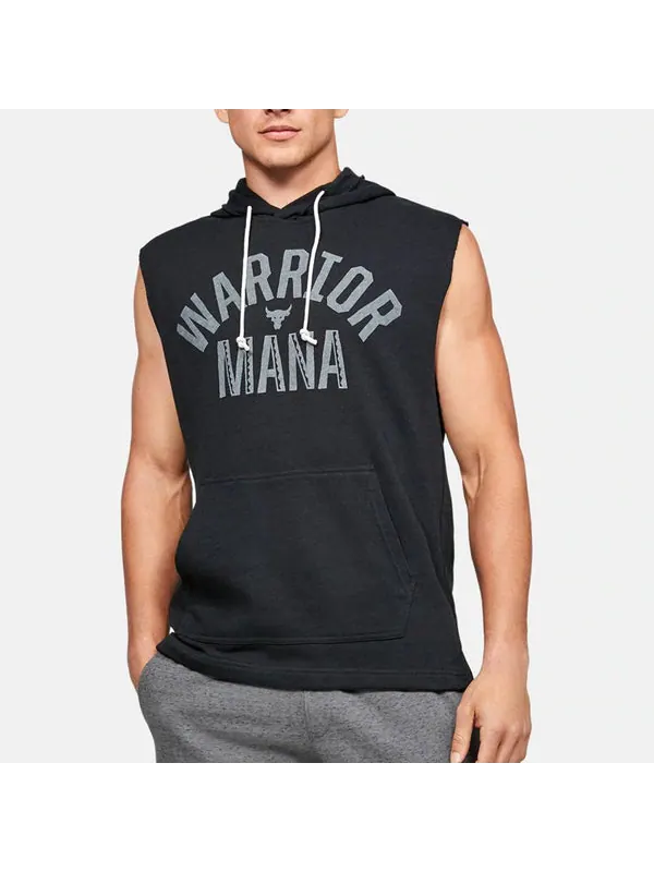 Футболка men's project rock training sports hooded sleeveless black Under Armour — изображение 4 из 4, черный