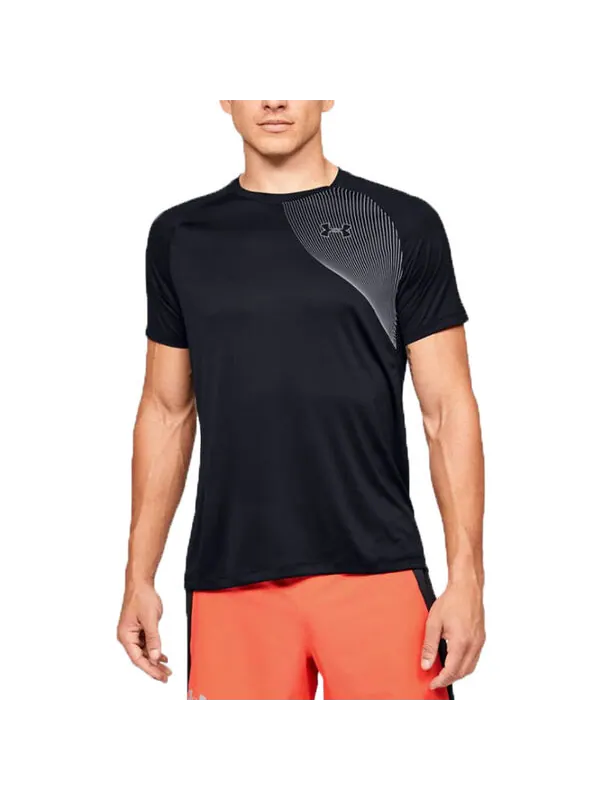 Футболка qualifier iso-chill running t-shirt 'black' Under Armour — изображение 1 из 3, черный