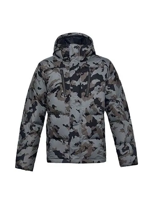 Куртка sportstyle fleece down jacket 'black grey' Under Armour — изображение 1 из 4, черный/серый