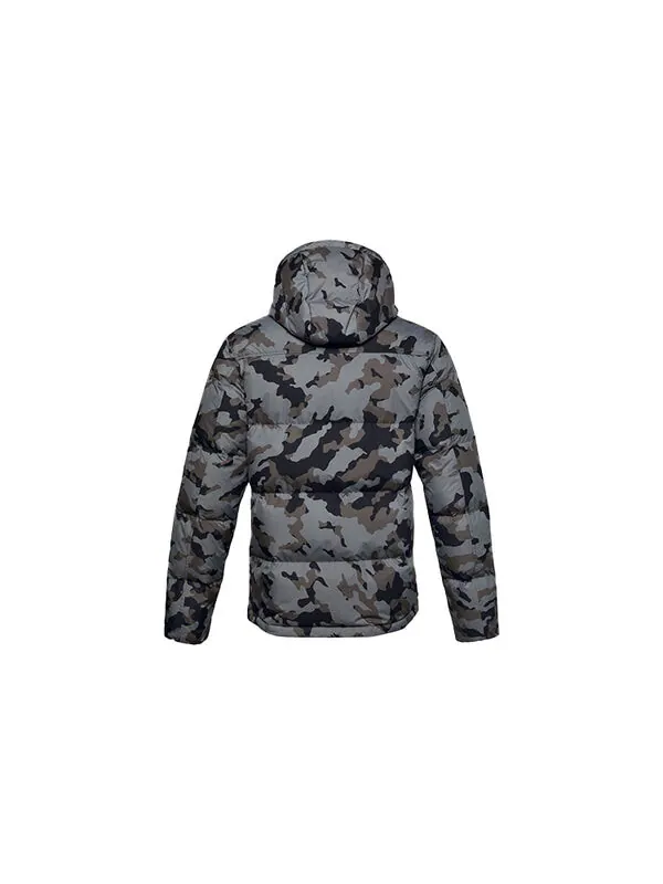 Куртка sportstyle fleece down jacket 'black grey' Under Armour — изображение 2 из 4, черный/серый