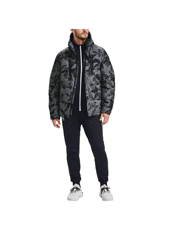 Куртка sportstyle fleece down jacket 'black grey' Under Armour — изображение 3 из 4, черный/серый