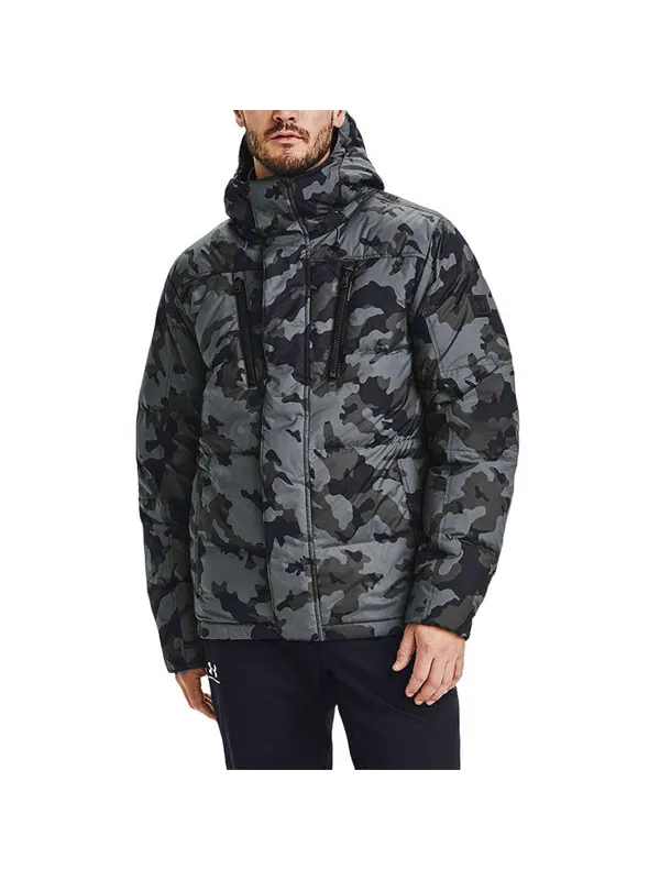 Куртка sportstyle fleece down jacket 'black grey' Under Armour — изображение 4 из 4, черный/серый