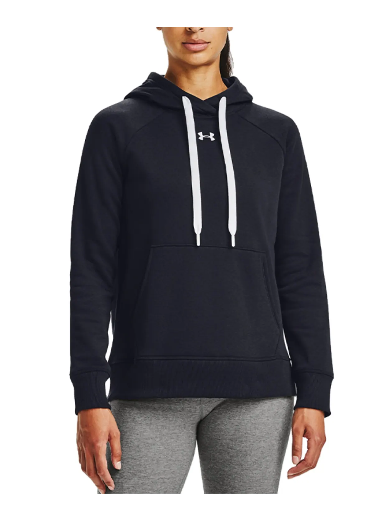 Худи Under Armour Sweatshirts Women's Hooded Moderate Regular — изображение 3 из 4, черный/белый