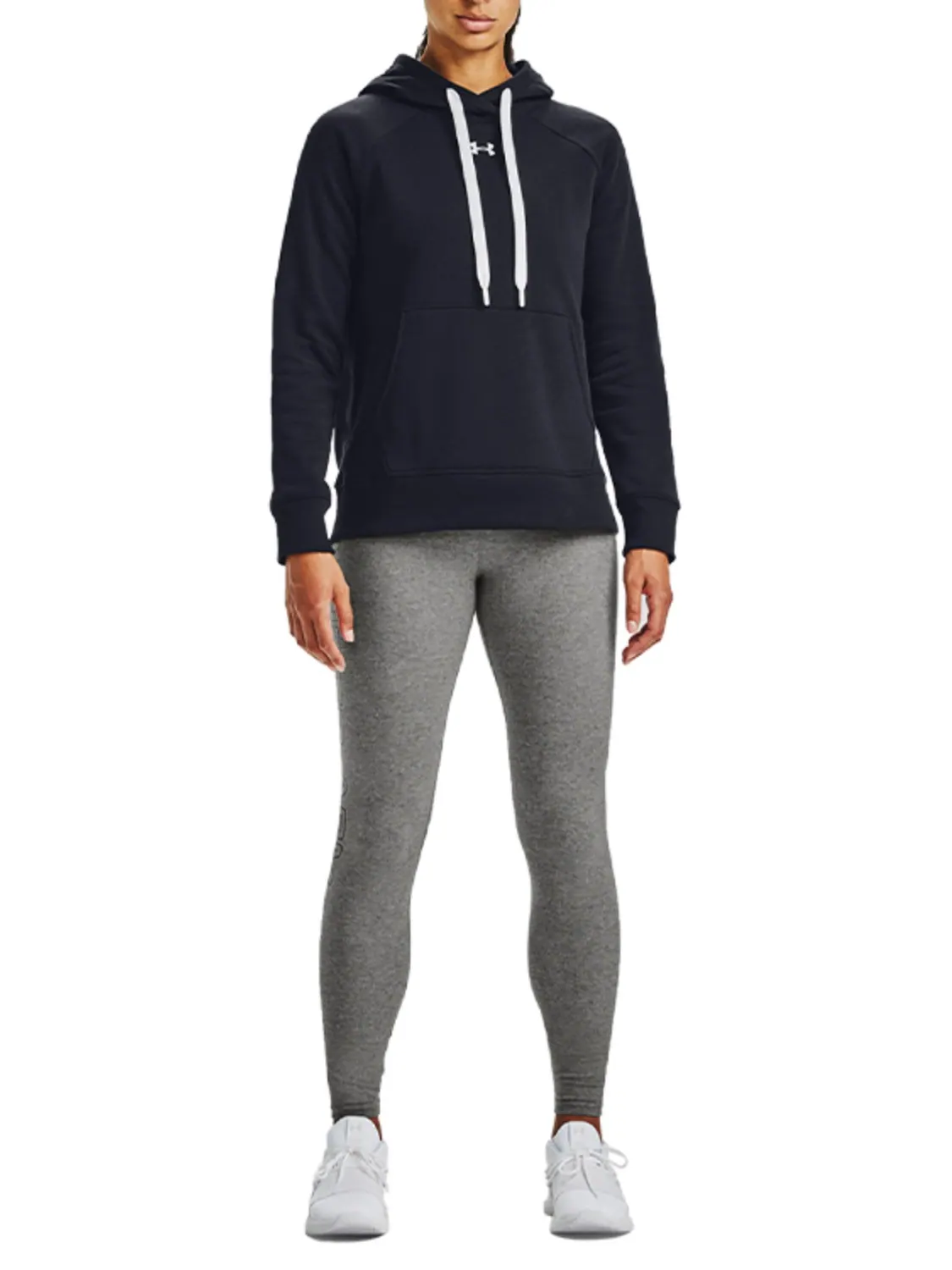 Худи Under Armour Sweatshirts Women's Hooded Moderate Regular — изображение 4 из 4, черный/белый