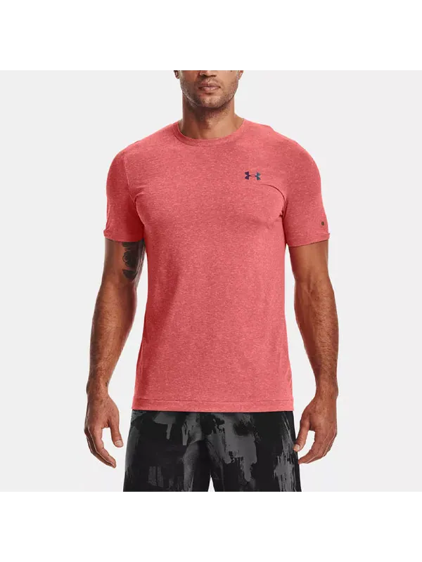Футболка men's rush seamless training sports round neck short sleeve red Under Armour — изображение 4 из 4, красный
