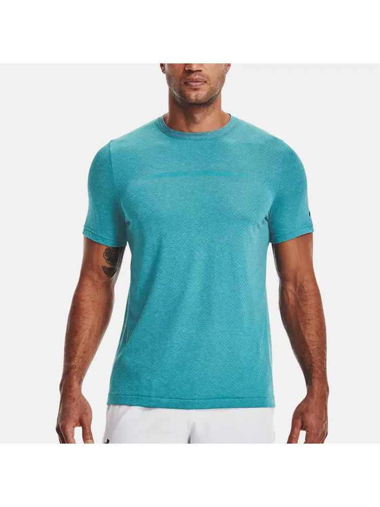 Футболка Under Armour Rush Seamless T-shirt 'Aqua' — изображение 4 из 5, синий