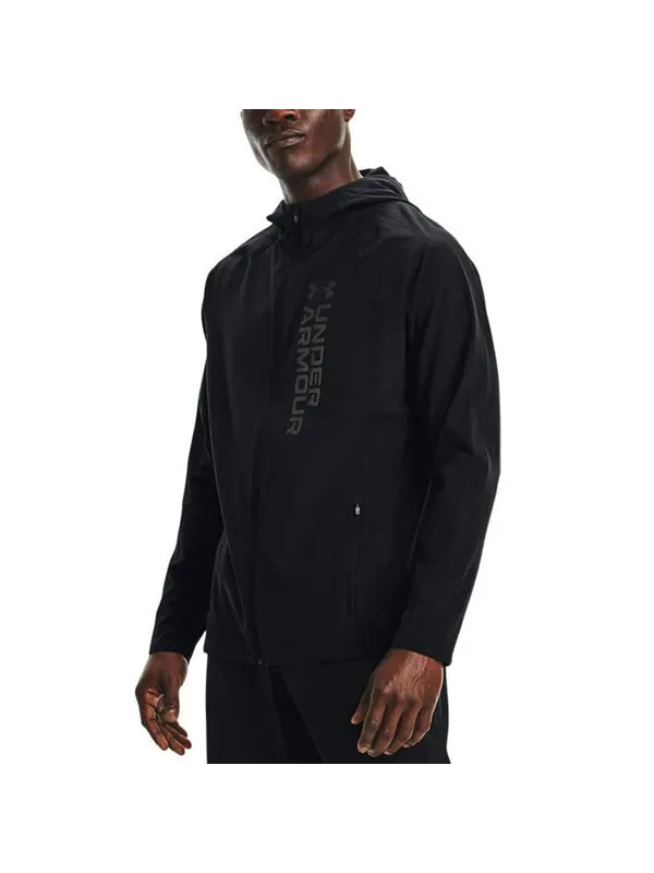 Куртка men's out the storm waterproof light woven running sports hooded jacket black Under Armour — изображение 4 из 4