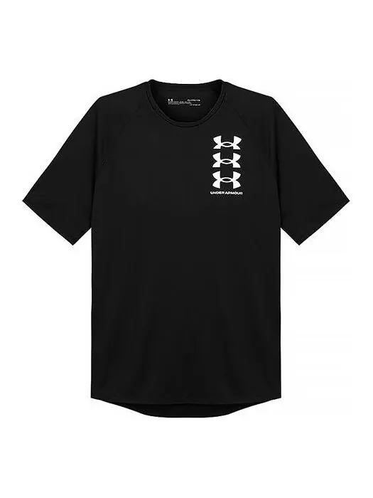 Футболка tech 2.0 triple logo t-shirt 'black' Under Armour — изображение 1 из 2, черный/белый