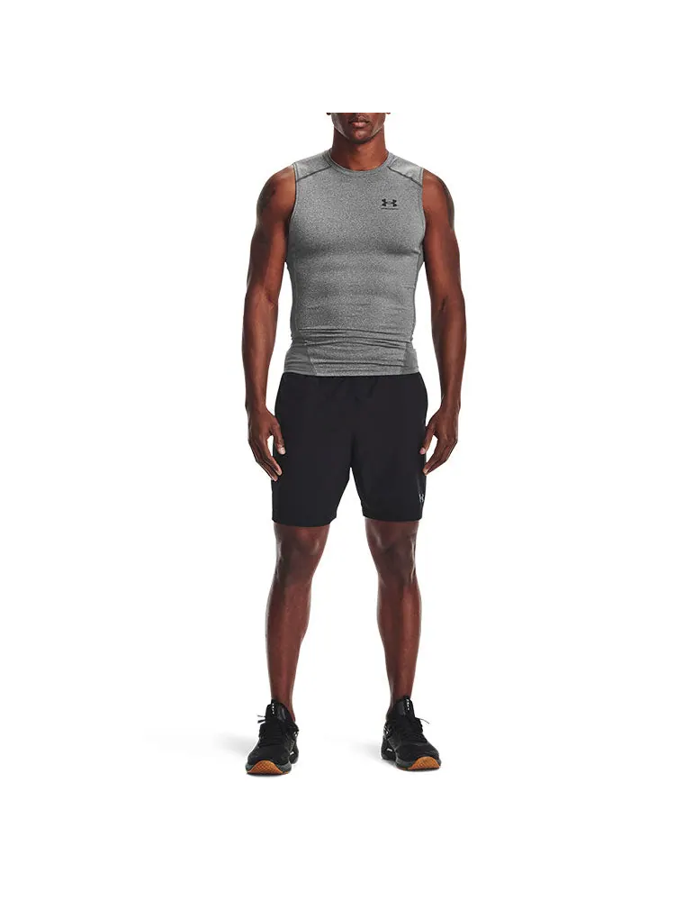 Топ Under Armour HeatGear Sleeveless Shirt 'Carbon Heather Black' — изображение 3 из 5, серый