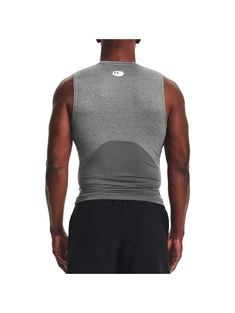 Топ Under Armour HeatGear Sleeveless Shirt 'Carbon Heather Black' — изображение 4 из 5, серый