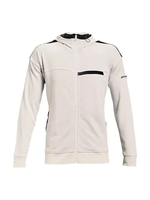Куртка men's rival terry amp casual sports zipper hooded jacket white Under Armour — изображение 1 из 4, белый