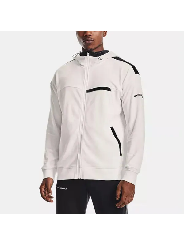 Куртка men's rival terry amp casual sports zipper hooded jacket white Under Armour — изображение 4 из 4, белый