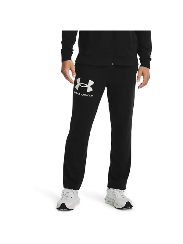 Брюки rival terry logo fleece sweatpants 'black' Under Armour — изображение 3 из 4, черный/белый