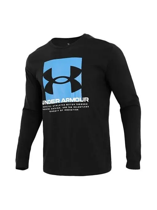 Футболка boxed script long sleeve t-shirt 'black blue' Under Armour — изображение 1 из 2, черный/синий