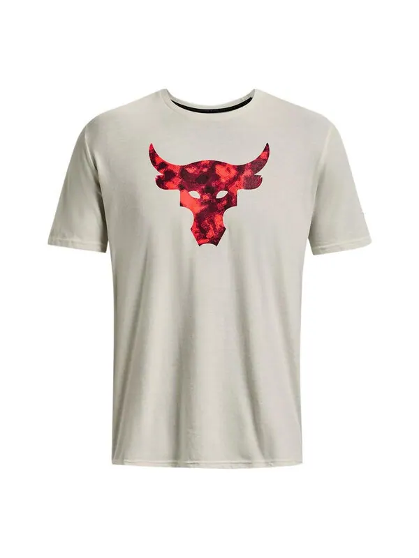 Футболка project rock brahma bull short sleeve t-shirt 'beige black' Under Armour — изображение 1 из 2, слоновая кость/черный