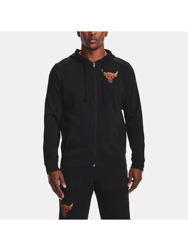 Толстовка men's project rock alphabet pattern printing zipper black Under Armour — изображение 3 из 4, черный