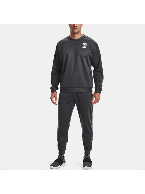 Толстовка men's recover round neck training loose sports gray Under Armour — изображение 3 из 4, темный серый