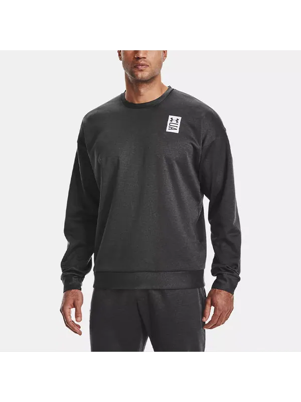 Толстовка men's recover round neck training loose sports gray Under Armour — изображение 4 из 4, темный серый