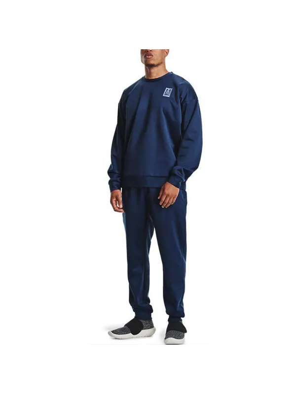 Толстовка men's recover round neck training loose sports navy blue Under Armour — изображение 3 из 4, синий