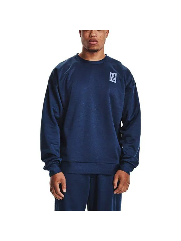 Толстовка men's recover round neck training loose sports navy blue Under Armour — изображение 4 из 4, синий