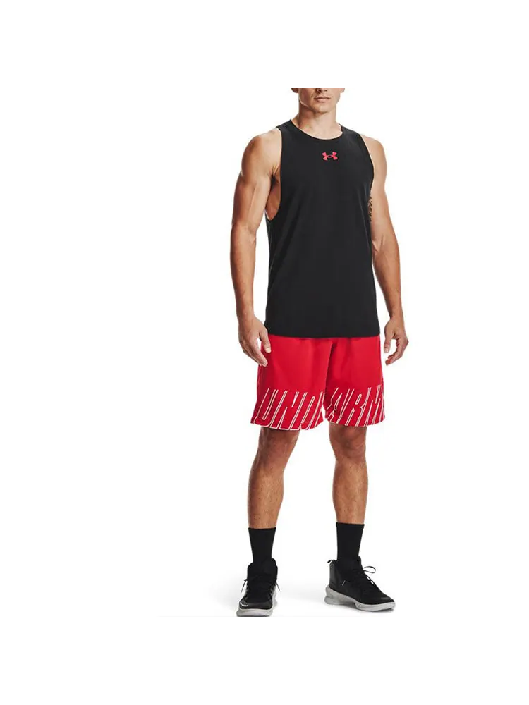 Спортивный топ Under Armour Baseline Cotton Tank 'Black Red' 1361901-001 — изображение 2 из 4, черный красный
