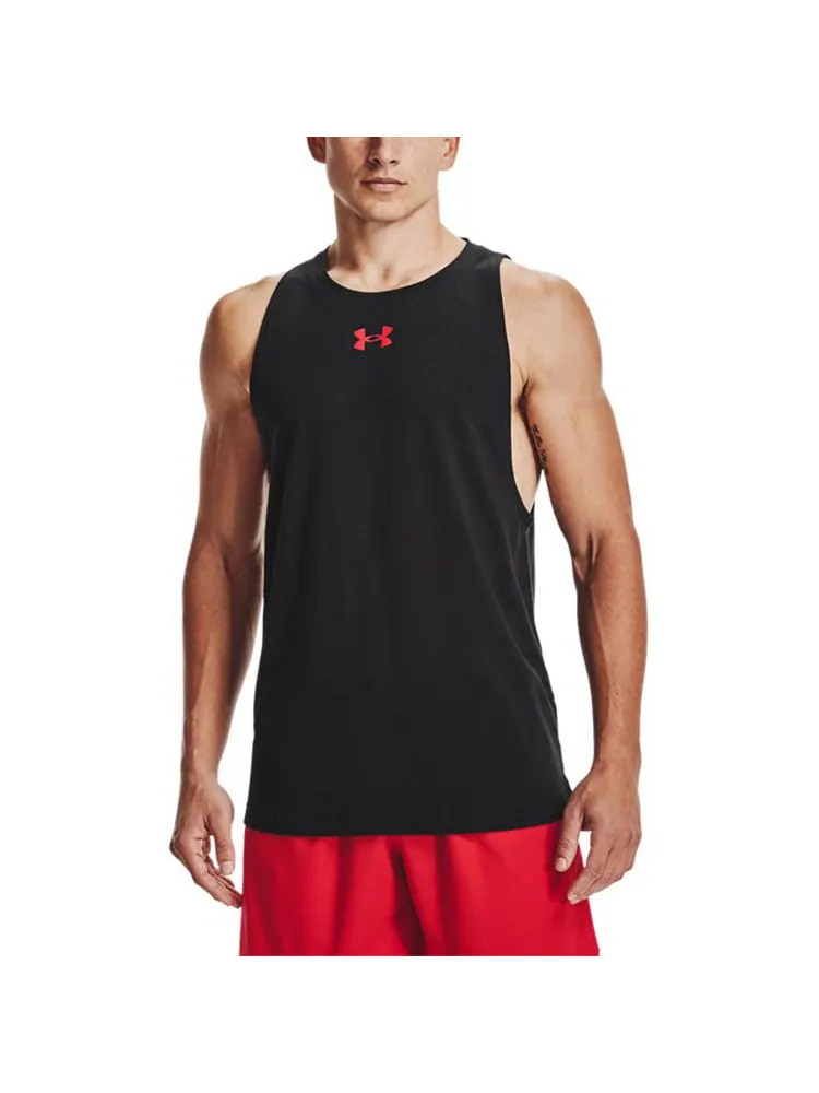 Спортивный топ Under Armour Baseline Cotton Tank 'Black Red' 1361901-001 — изображение 3 из 4, черный красный