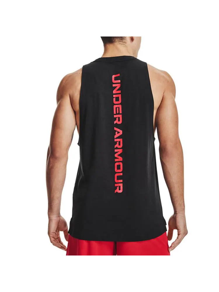 Спортивный топ Under Armour Baseline Cotton Tank 'Black Red' 1361901-001 — изображение 4 из 4, черный красный