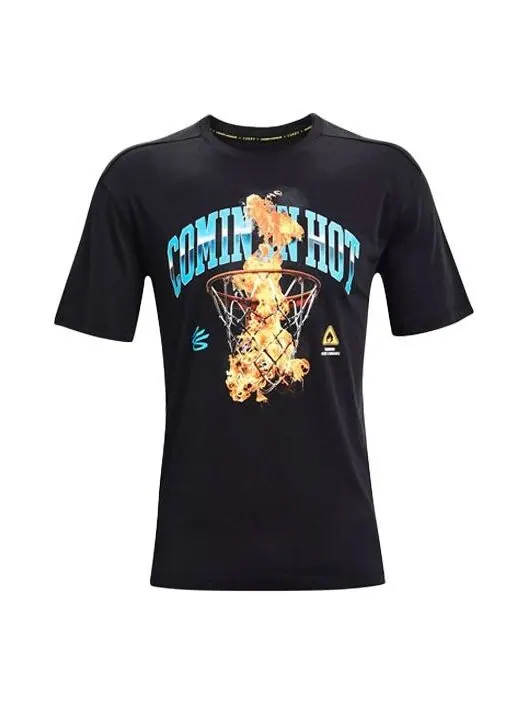 Футболка men's curry cotton printing round neck short sleeve black Under Armour — изображение 1 из 4, черный