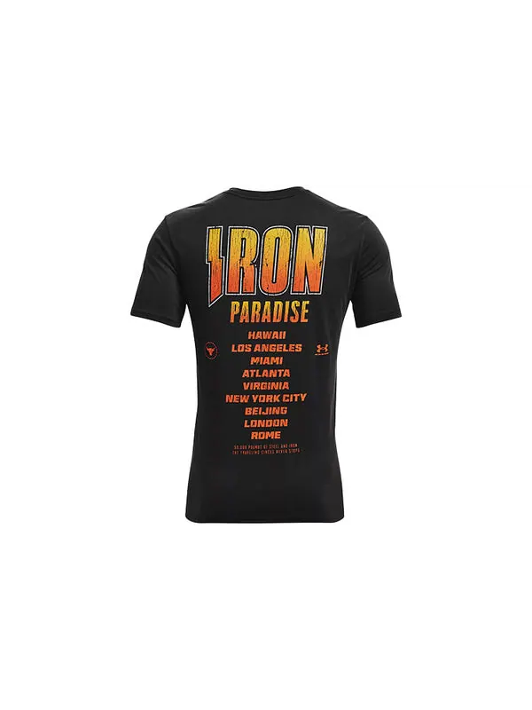 Футболка project rock iron tour t-shirt 'black yellow' Under Armour — изображение 2 из 2, черный/желтый