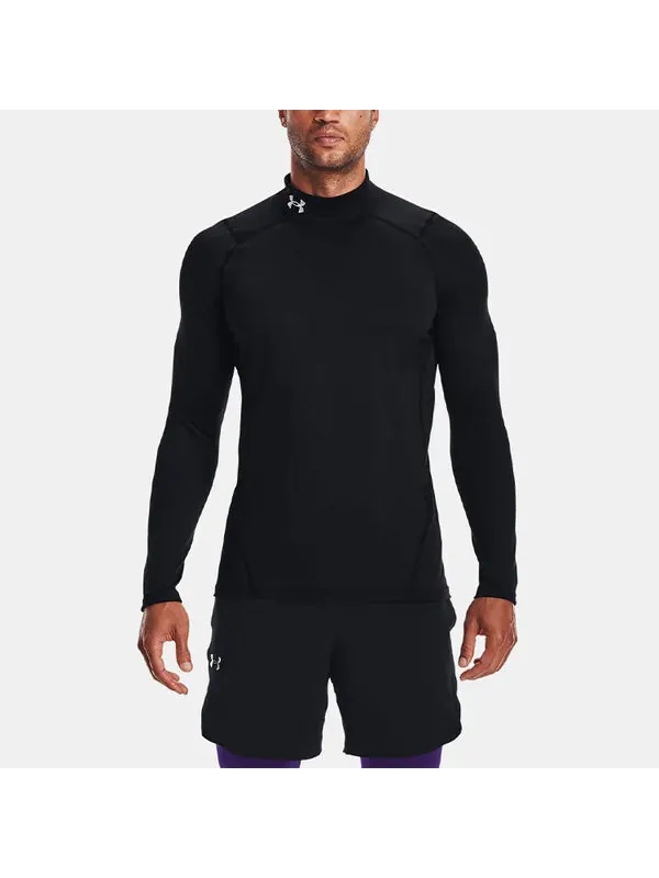 Футболка coldgear fitted mock long sleeve t-shirt 'black' Under Armour — изображение 3 из 4, черный