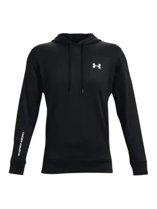 Толстовка terry hoodie 'black' Under Armour — изображение 1 из 4, черный/белый
