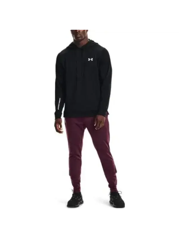 Толстовка terry hoodie 'black' Under Armour — изображение 3 из 4, черный/белый